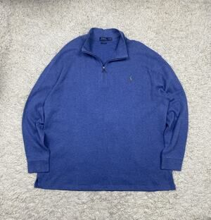 Polo Ralph Lauren Estate Rib Quarter Zip Pullover NWOT Mens Big Tall 4XB Blue